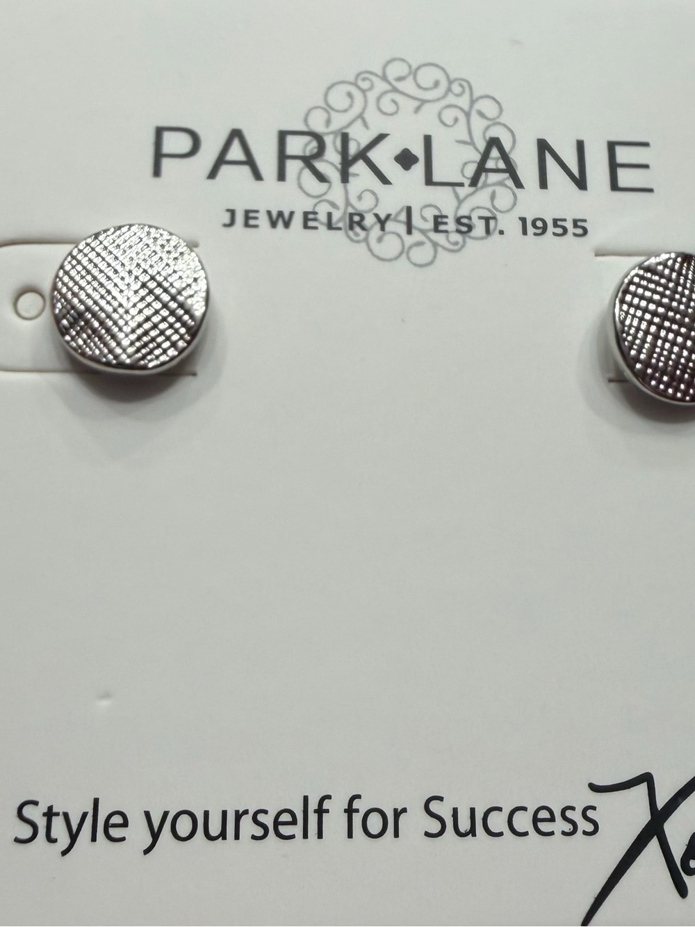 Park Lane Silver Crosshatch Round Stud Earrings - Dottie collection